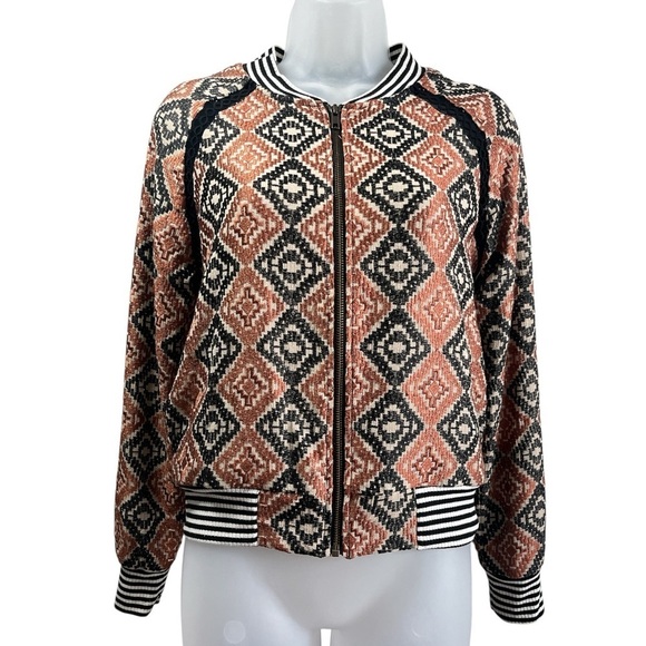 saltwater LUXE Jackets & Blazers - Saltwater Luxe Geometric Print Bomber Jacket Size XS